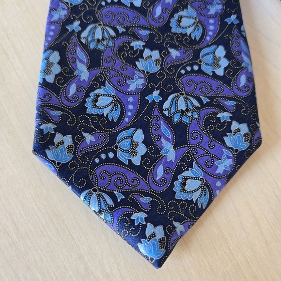 ZANETTI Made in Italy Elegant Blue Paisley Tie - Picture 4 of 7